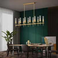 Lustre en verre et laiton vintage américain, doré antique, luminaire suspendu LED pour la maison et la décoration des restaurants