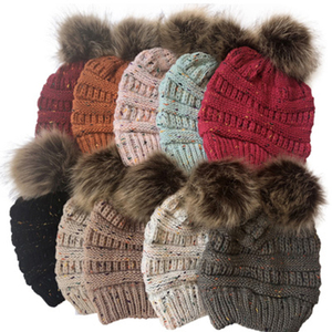 <span class=keywords><strong>Bonnet</strong></span> en tricot pour femmes, queue de cheval Slouchy, Baggy épais avec Faux <span class=keywords><strong>pompon</strong></span> en <span class=keywords><strong>fausse</strong></span> <span class=keywords><strong>fourrure</strong></span>, chapeau d'hiver - Product Image 5