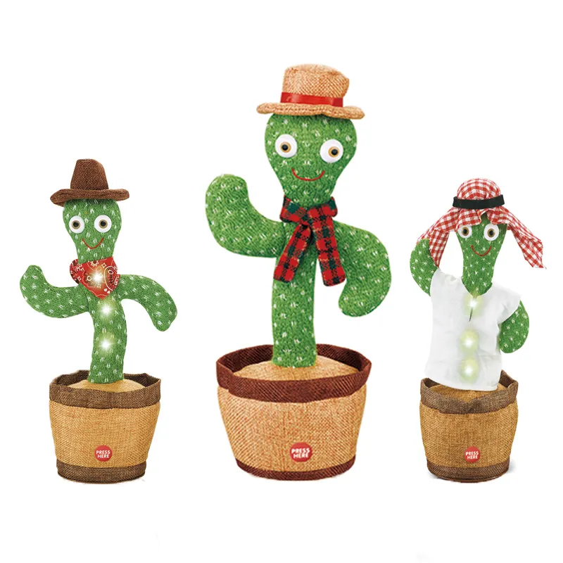 Jinying cactus eletrônico dança, boneca falante, cactus, música, gravação, brinquedo de pelúcia