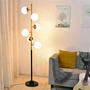 Lampadaire moderne design danois lampe verticale nordique de salon boule de verre or chambre bureau avec fonction de charge lampadaire - Product Image 1