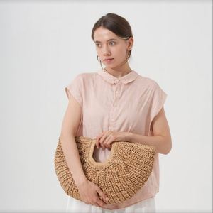 Nuevo Diseño de Bolso de Paja Tejido a Mano Semicircular para Vacaciones de Verano, Bolso de Playa Grande de Lujo, Bolsos de Paja Estilo Bohemio - Product Image 2