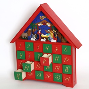 Calendrier <span class=keywords><strong>de</strong></span> l'Avent en bois, cadeau <span class=keywords><strong>de</strong></span> <span class=keywords><strong>Noël</strong></span>, grande maison <span class=keywords><strong>de</strong></span> la Nativité avec 24 tiroirs, lumières LED, décorations artisanales pour la maison - Product Image 3