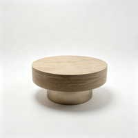Table basse de rangement moderne et écologique de 31,88 pouces avec piétement en métal doré champagne, en MDF, pour salon