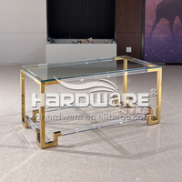 Nouveau Style En Acier Inoxydable Acrylique Thé Table D'appoint Table Basse Verre Or Pour Le Salon De Mariage