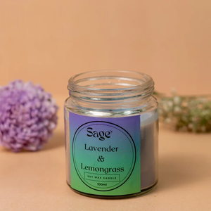 <b>Lavender</b> Lemongrass Small Jar <b>Candle</b> Fresh Herbal Scented Home Fragrance for Relaxation Bedroom Living Room Decor - Product Image 3