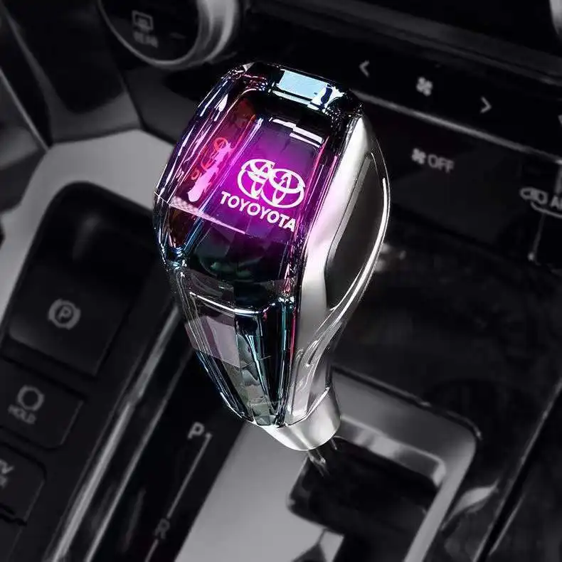 Accessoires de voiture pommeau de levier de vitesse logo poignées couvercle led lumière pour Toyota Mazda Lexus Mitsubishi Mercedes benz Crown