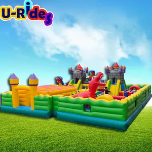 U-Rides Inflatable Tháp Lâu Đài Thành Phố Với Mê Cung Cho Trẻ Em