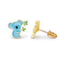 Bijoux fins personnalisés boucles d'oreilles en vrac en argent sterling 925 plaqué or 14K Cutie émail mignon Koala boucles d'oreilles pour enfants