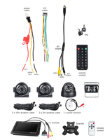 Kit MDVR 4 Kanal 1080P AHD Perekam Video HDD 4 Kamera IP Tahan Air IP67 dengan Penglihatan Malam IR Monitor VGA 7 Inci Terintegrasi