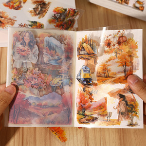20 autocollants par paquet, cette série Four Seasons Journey thème <span class=keywords><strong>de</strong></span> voyage <span class=keywords><strong>compte</strong></span> manuel <span class=keywords><strong>de</strong></span> découpe rétro décoration paysage 4 articles - Product Image 2
