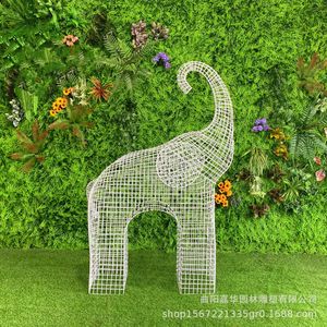 Sculpture d'éléphant creuse en acier inoxydable, peinte par poudrage, ornement de jardin extérieur, forme animale autoportante - Product Image 3