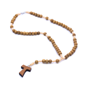 Collares cruzados de madera cortos hechos a mano con <span class=keywords><strong>Rosario</strong></span>, suministros religiosos con cuentas de moda para oración, venta al por mayor - Product Image 1