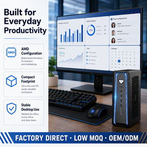 Mini PC de jeu portable AMD RTX 5070 12G DDR5 64 Go M.2 NVMe 2xSATA Extension WiFi 6 Linux Ubuntu PC de bureau mince - Product Image 1