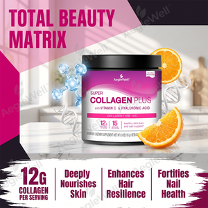 AegleWell Super Collagen Plus en Polvo Tipo 1 y 3 con Vitamina C, Ácido Hialurónico, Sabor Vainilla, Apoyo <span class=keywords><strong>Keto</strong></span>, para Piel, Cabello y Uñas, 195g - Product Image 3