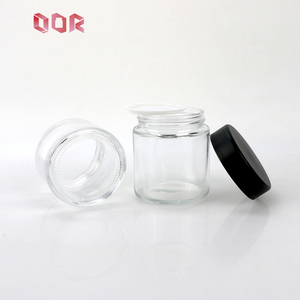 High End Empty Glass Storage Jars With Black Screw Cover 1oz 2oz 3oz 4oz 5oz 6oz Clear Round Glass Pot Factory Custom Logo - Product Image 5