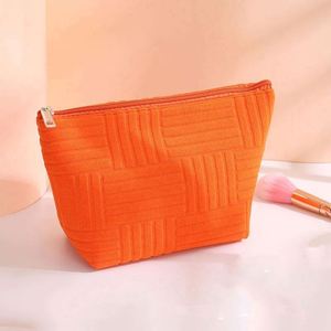 Sac de maquillage en tissu tissé à grande capacité, avec fermeture éclair, sac de voyage portable en coton pour femmes - Product Image 5