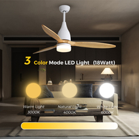 Ventilateur de plafond décoratif au design moderne, 52 pouces, avec lumière, pour salon, économie d'énergie