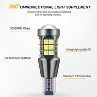 Ampoule LED universelle pour voiture 12V DC T15 3030 27SMD W16W Canbus, clignotant, frein, marche arrière, feux stop, rouge, blanc, ambre