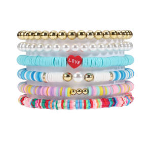 Pulseras de Cuentas con Diseño de Dibujos Animados, Imitación de Perlas, Joyería Unisex, Regalo, Moda 2024, Juego de Brazaletes Elásticos - Product Image 5