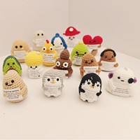 Pomme de terre positive en crochet, faite main, moderne et abstraite, figurine animale de dessin animé, pour le soutien émotionnel, pour anniversaire et décoration adulte