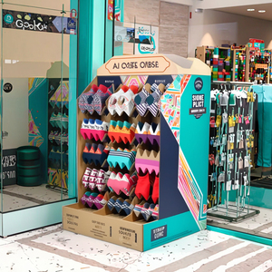 Espositore da banco pieghevole all'ingrosso in fabbrica con ruote calde espositore da pavimento in cartone per calzini confezione piatta - Product Image 3