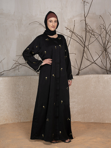 Vêtements pour femmes, best-seller, robe musulmane Abaya en polyester brodé, hijab, kimono, robe de mariage, Eid, manches longues, ample, style arabe, Dubaï - Product Image 3