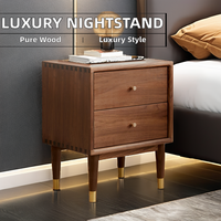 Table de chevet en bois massif noyer noir Table de chevet design moderne de luxe avec tiroirs pour chambre à coucher