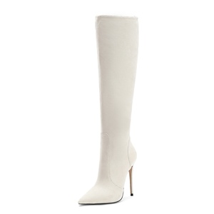 Private Label Formato 45 Delle Signore Tacchi Alti In <span class=keywords><strong>Camoscio</strong></span> <span class=keywords><strong>Nero</strong></span> Al Ginocchio In Pelle di Alta <span class=keywords><strong>Stivali</strong></span> Invernali Per Le Donne - Product Image 5
