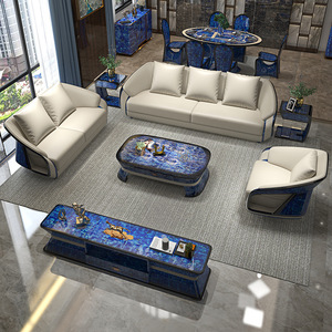Set di Divani in Vera Pelle Stile Italiano di Lusso Leggero - Design <span class=keywords><strong>Mobile</strong></span> a Forma di Barra Dritta per Piccoli Appartamenti e Soggiorni - Product Image 3