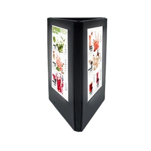 Soporte de Mesa Giratorio de 3 Lados de Cuero PU Negro al por Mayor para Menús y Cubiertas de Libros con LED - Product Image 2