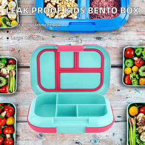 Portable Sealed Food Grade Leak Proof Heatable Microwavable BPA Free Dual Tier 4 Compartment <b>Plastic</b> Bento <b>Box</b> for Kids School - Product Image 2