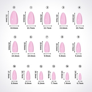 Uñas Postizas Cortas Color <span class=keywords><strong>Rosa</strong></span> Almendra, Calidad de Salón, Uñas de Verano, 16 Tamaños, Kit de 32 Uñas con Pegamento - Product Image 6