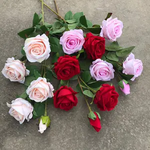 <span class=keywords><strong>Couronne</strong></span> <span class=keywords><strong>de</strong></span> roses artificielles <span class=keywords><strong>de</strong></span> haute qualité, 5 têtes, en vrac, décoration en plastique, pour un mariage, vente en gros, 12 m - Product Image 1