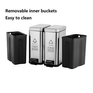 2 và 3 ngăn ngoài trời rác bin phân loại thùng rác có thể nhà bếp tái chế đạp bin trong nhà thực phẩm chất thải tái chế Thùng rác - Product Image 4