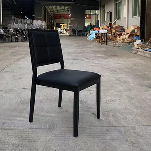 Hotel Chair Black Leather Upholstered <b>Foam</b> Filled Stackable Indoor Use MHJ-HS14 - Product Image 3
