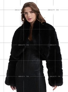 Veste Courte de Luxe en Fausse Fourrure de Renard pour Femme, Grand Col Revers, Manches Longues, Manteau Court Fourré, Idéal pour l'Hiver, les Mariages et les Fêtes, Boléro en Fourrure - Product Image 2