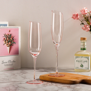 Flûtes <span class=keywords><strong>à</strong></span> <span class=keywords><strong>champagne</strong></span> en verre rose avec Logo <span class=keywords><strong>personnalisé</strong></span>, vente en gros, pour <span class=keywords><strong>mariage</strong></span> - Product Image 2
