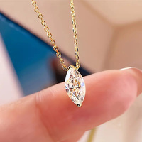 Kadınlar için Markiz Kübik Zirkonya Kolye Kolye, 11mm, Altın Kaplama Pirinç Zarif Minimalist