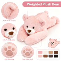Ours en peluche lesté doux 60 cm rose, animal en peluche pour dormir et câliner, compagnon pour enfants, stock disponible, prêt à être expédié