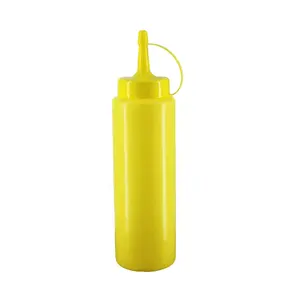 Wholesale Condiment Dispenser any red yellow transparent color Bottle 13oz Food Grade Plastic Squeeze Sauce with ketchup