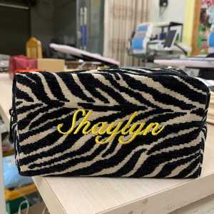 Customized Personalized Embroidered Zebra Makeup <b>Bag</b>, Custom Bridal Party Cosmetic <b>Travel</b> Pouch, Bridesmaid Gift Birthday Gift - Product Image 2