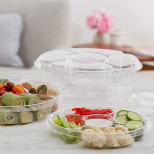 Plastic food tray PET packaging boxes Take out container disposable Custom plastic 5 compartment tray clear food tray