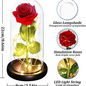 Luz nocturna romántica con cúpula de cristal con rosas para el Día de San Valentín, decoración para el Día de San Valentín, Día de la Madre, boda, cumpleaños, regalo - Product Image 3