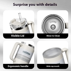 Taza aislada 1200 de acero inoxidable al vacío de gran capacidad de 304 ml con mango conveniente <span class=keywords><strong>para</strong></span> taza de café de viaje - Product Image 4