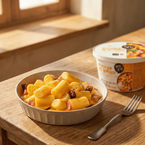 Tteokbokki instantané coréen, Carbonara crémeuse et épicée de qualité supérieure, en pot de 22 fl oz (vente en gros) - Product Image 4