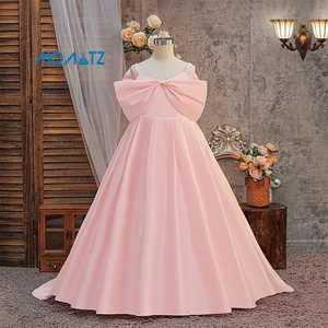 MQATZ Nouvelle Arrivée Robe Longue Maxi Fille d'Été en Satin Blanc avec Grande Nœud pour Anniversaire ou <span class=keywords><strong>Mariage</strong></span> - Product Image 4