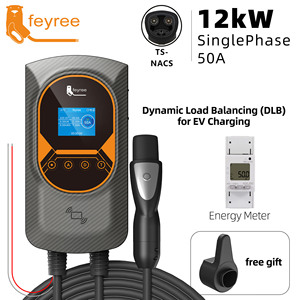 Feyree 12kW NACS Home EV Wallbox 50A Single Phase EV Charger with Dynamic Load Balance WIFI APP RFID Card with Screen Display - Product Image 1