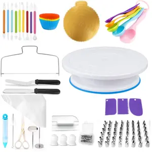 187 pcs cake turntable wedding cake stand set with angled icing spatula and icing smoother 2023 best selling