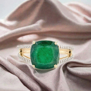 For Jewelry Classic 14k 18k White Gold 4ct <b>Cushion</b> Cut Lab Created <b>Emerald</b> Engagement Ring for Wedding & Party Gift Women - Product Image 3