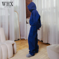 Ensemble survêtement streetwear personnalisé pour homme, coupe oversize, 100% coton, pantalon de jogging et sweat à capuche amples, modèle vierge pour fabricant